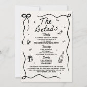 Whimsical Hand getrokken Cocktail Bachelorette Par Kaart (Achterkant)