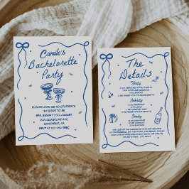 Whimsical Hand getrokken Cocktail Bachelorette Par Kaart