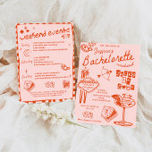Whimsical Hand getrokken Cocktail Bachelorette Par Kaart
