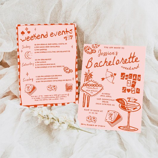 Whimsical Hand getrokken Cocktail Bachelorette Par Kaart