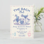 Whimsical Hand getrokken Cocktail Bachelorette Wee Kaart (Staand voorkant)