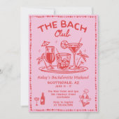 Whimsical Hand getrokken Cocktail Bachelorette Wee Kaart (Voorkant)