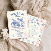 Whimsical Hand getrokken Cocktail Bachelorette Wee