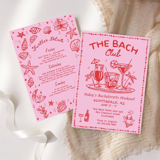 Whimsical Hand getrokken Cocktail Bachelorette Wee Kaart