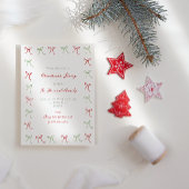 Whimsical Hand Getrokken Coquette Bows Christmas P Kaart