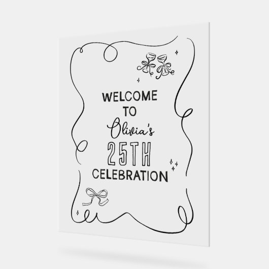 Whimsical hand getrokken crème cocktail viering acryl bord (Hoek)