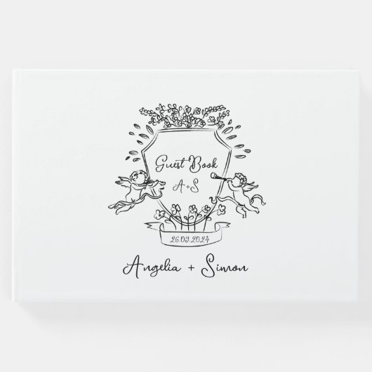 Whimsical Hand getrokken Crest Gastenboek (Voorkant)