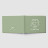 Whimsical Hand getrokken Crest Sage Green Wedding Gastenboek (Volledig)