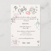 Whimsical Hand getrokken Cupido Cherub bruiloft de Informatiekaartje (Voorkant)