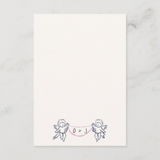 Whimsical Hand getrokken Cupido Cherub bruiloft de Informatiekaartje (Achterkant)