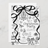 Whimsical Hand getrokken Dinner Party Uitnodiging (Voorkant / Achterkant)