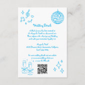 Whimsical Hand getrokken Doodle Blauw bruiloft Det Informatiekaartje (Voorkant)