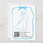 Whimsical Hand getrokken Doodle Blue Bow bruiloft Kaart (Achterkant)