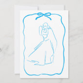 Whimsical Hand getrokken Doodle Blue Bow bruiloft Kaart (Achterkant)