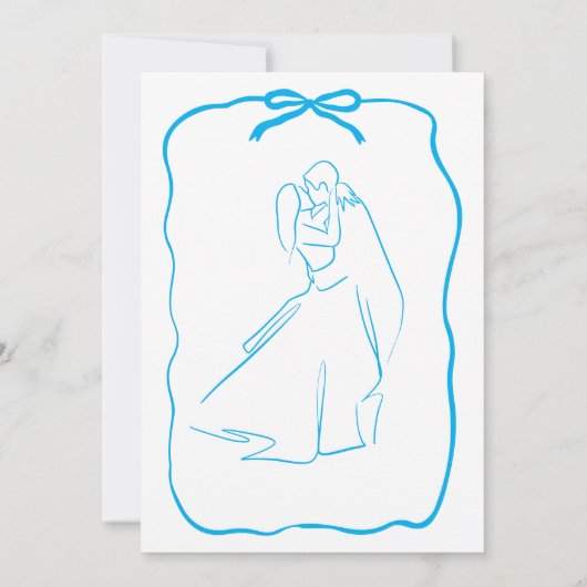 Whimsical Hand getrokken Doodle Blue Bow bruiloft Kaart (Achterkant)