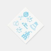 Whimsical Hand getrokken Doodle Blue bruiloft Servet (Hoek)