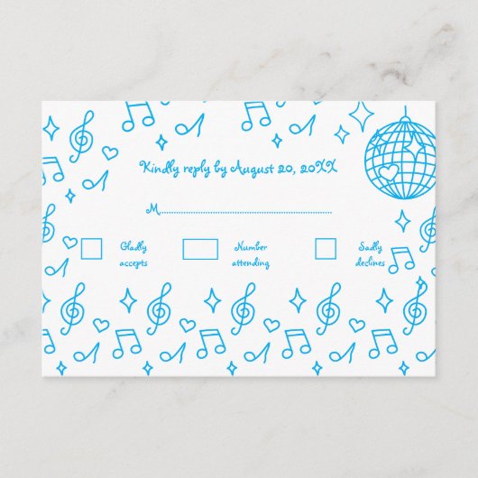 Whimsical Hand getrokken Doodle Blue Wedding RSVP Informatiekaartje (Voorkant)