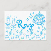 Whimsical Hand getrokken Doodle Blue Wedding RSVP Informatiekaartje (Achterkant)