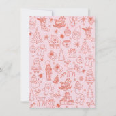 Whimsical hand getrokken doodle Christmas Party Kaart (Achterkant)