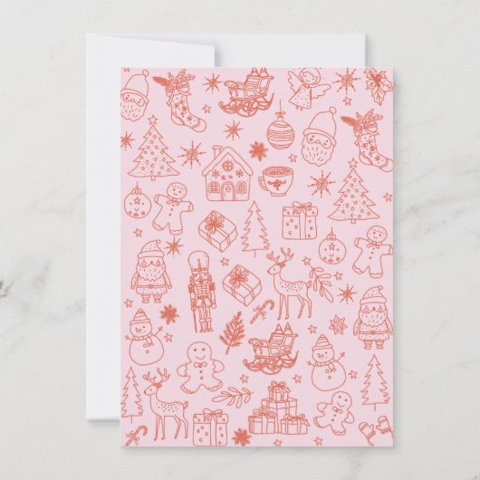 Whimsical hand getrokken doodle Christmas Party Kaart (Achterkant)