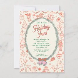 Whimsical hand getrokken doodle Christmas Party Kaart