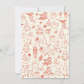 Whimsical hand getrokken doodle Christmas Party Kaart (Achterkant)