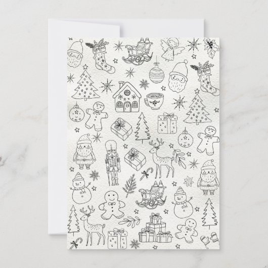 Whimsical hand getrokken doodle Christmas Party Kaart (Achterkant)