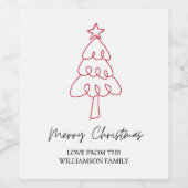 Whimsical Hand getrokken Doodle kerstboom Wijn Etiket (Enkel label)