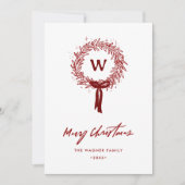 Whimsical Hand Getrokken Doodle Krans Kerstfoto Feestdagenkaart (Voorkant)