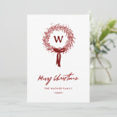 Whimsical Hand Getrokken Doodle Krans Kerstfoto Feestdagenkaart (Staand voorkant)