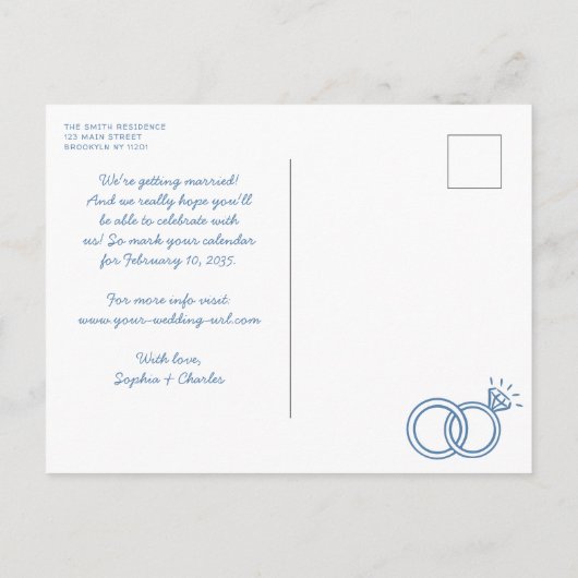 Whimsical Hand Getrokken Doodle Wedding Save the D Briefkaart (Achterkant)