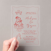 Whimsical Hand getrokken Doodles bruiloft Acryl Uitnodigingen (Insitu (Draagbaar))