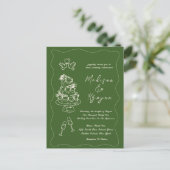 Whimsical Hand getrokken Doodles bruiloft Briefkaart (Staand voorkant)