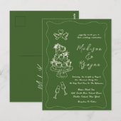 Whimsical Hand getrokken Doodles bruiloft Briefkaart (Voorkant / Achterkant)