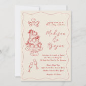 Whimsical Hand getrokken Doodles bruiloft Kaart (Voorkant)