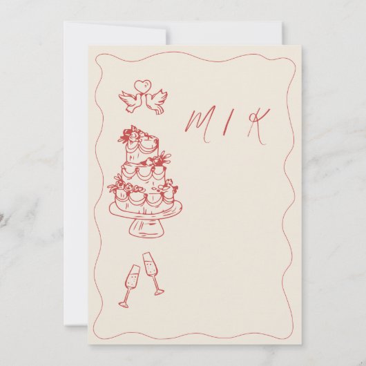 Whimsical Hand getrokken Doodles bruiloft Kaart (Achterkant)