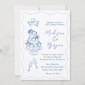 Whimsical Hand getrokken Doodles bruiloft Kaart (Voorkant)