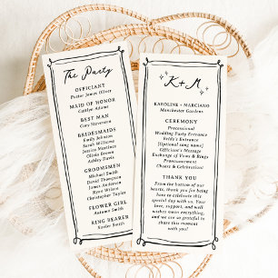 Whimsical Hand getrokken Doodles bruiloft Programmakaart