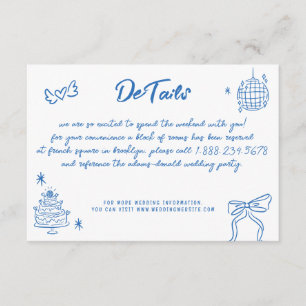 Whimsical Hand getrokken Doodles Franse stijl brui Informatiekaartje