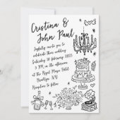 Whimsical Hand getrokken Doodles Franse stijl brui Kaart (Voorkant)