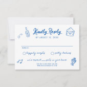 Whimsical Hand getrokken Doodles Franse stijl brui RSVP Kaartje (Voorkant)