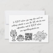 Whimsical Hand getrokken Doodles Franse stijl brui RSVP Kaartje (Achterkant)