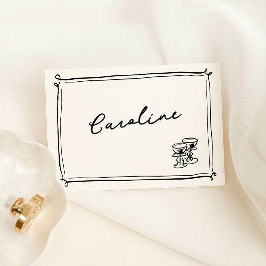 Whimsical Hand getrokken Doodles Place Card Kaart