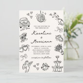 Whimsical Hand Getrokken Doodles Repetitie QR Code Kaart (Staand voorkant)