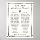 Whimsical Hand Getrokken Doodles Wedding Zitting G Poster (Voorkant)
