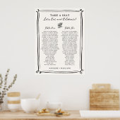 Whimsical Hand Getrokken Doodles Wedding Zitting G Poster (Keuken)