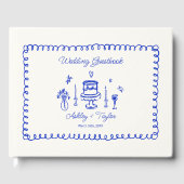Whimsical Hand getrokken eigenzinnig blauw bruilof Gastenboek (Voorkant)