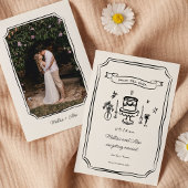 Whimsical Hand getrokken eigenzinnige bruiloft fot Save The Date