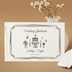 Whimsical Hand getrokken eigenzinnige bruiloft Gastenboek