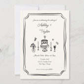 Whimsical Hand getrokken eigenzinnige bruiloft Kaart (Voorkant)